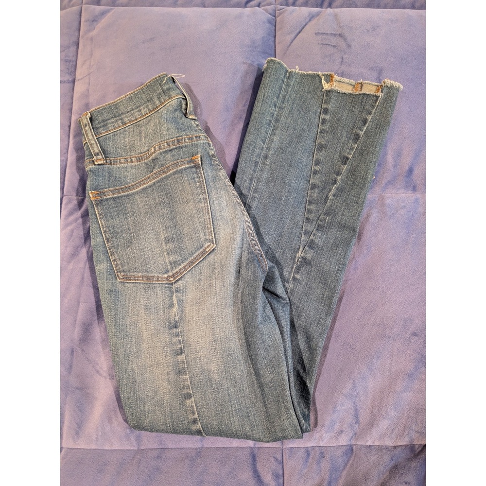 Madewell Cali Demi-Boot Jeans Womens Blue Raw Split Hem High Rise - Size 23‎